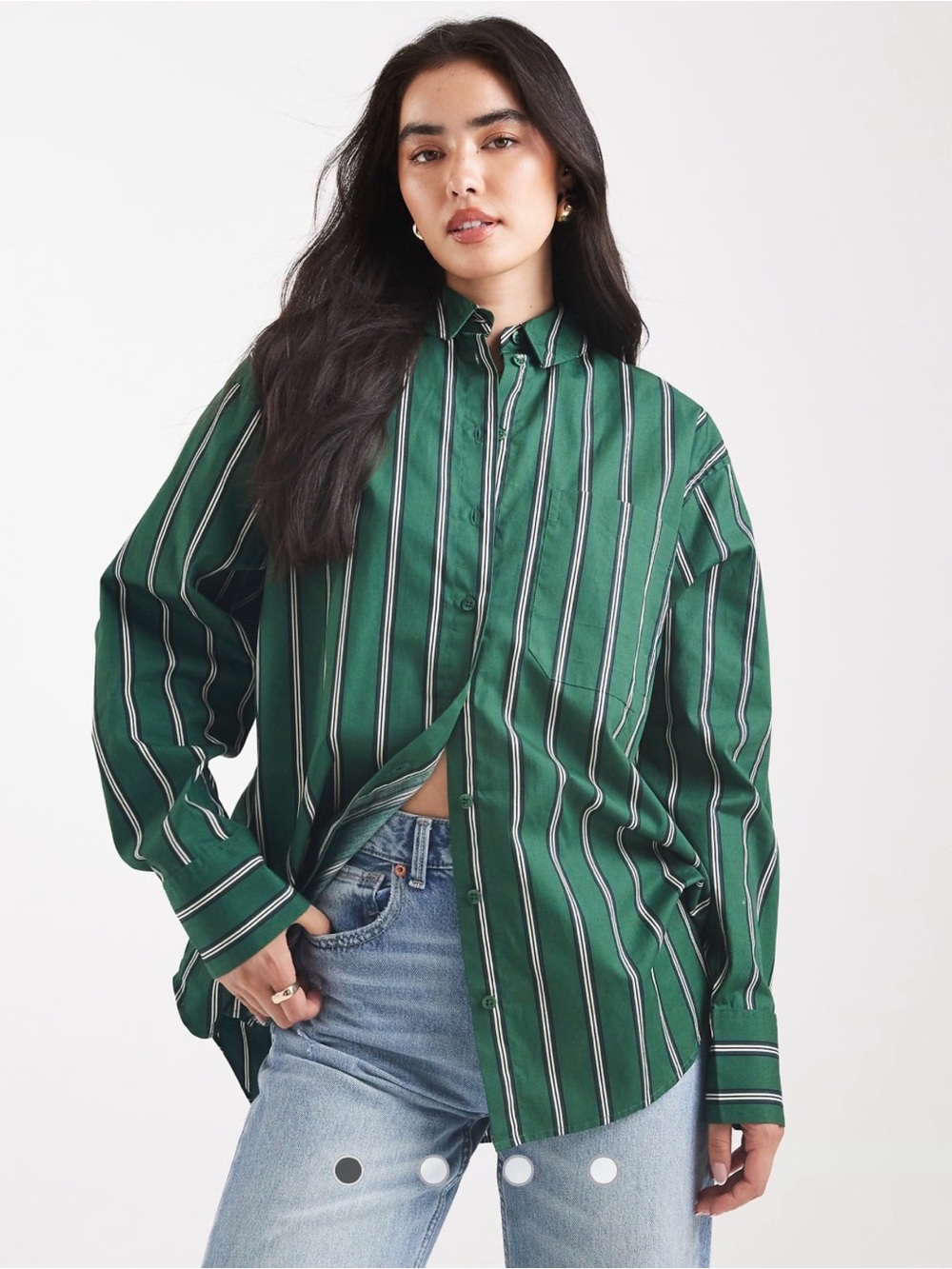 ASOS DESIGN oversized shirt in green stripes